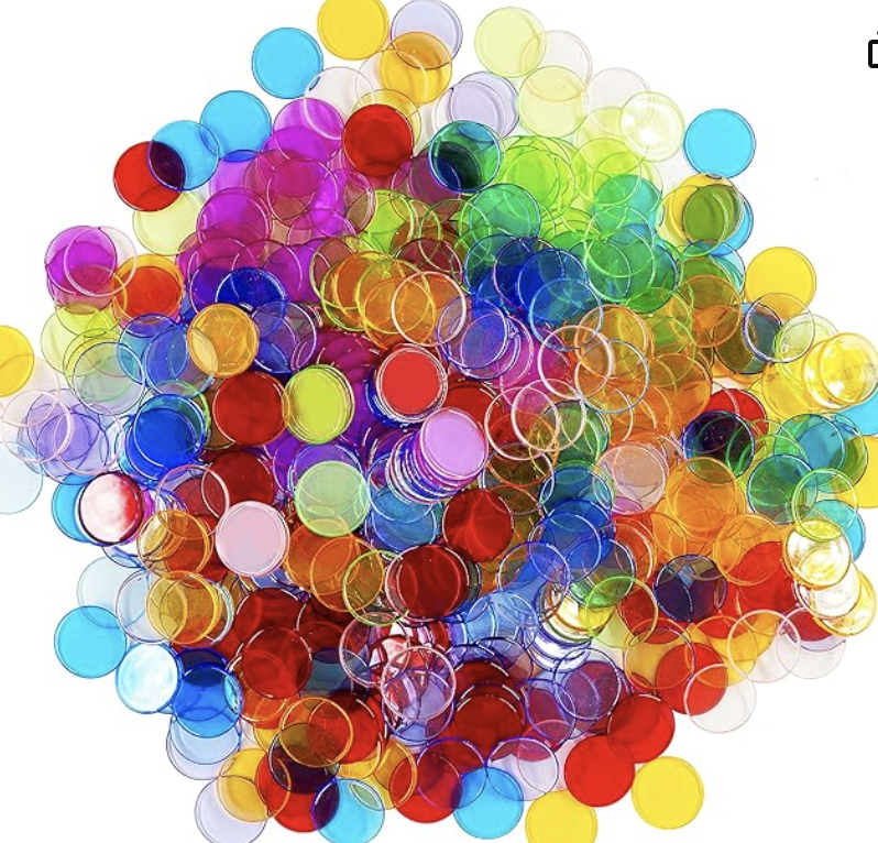 multi-colored bingo chips